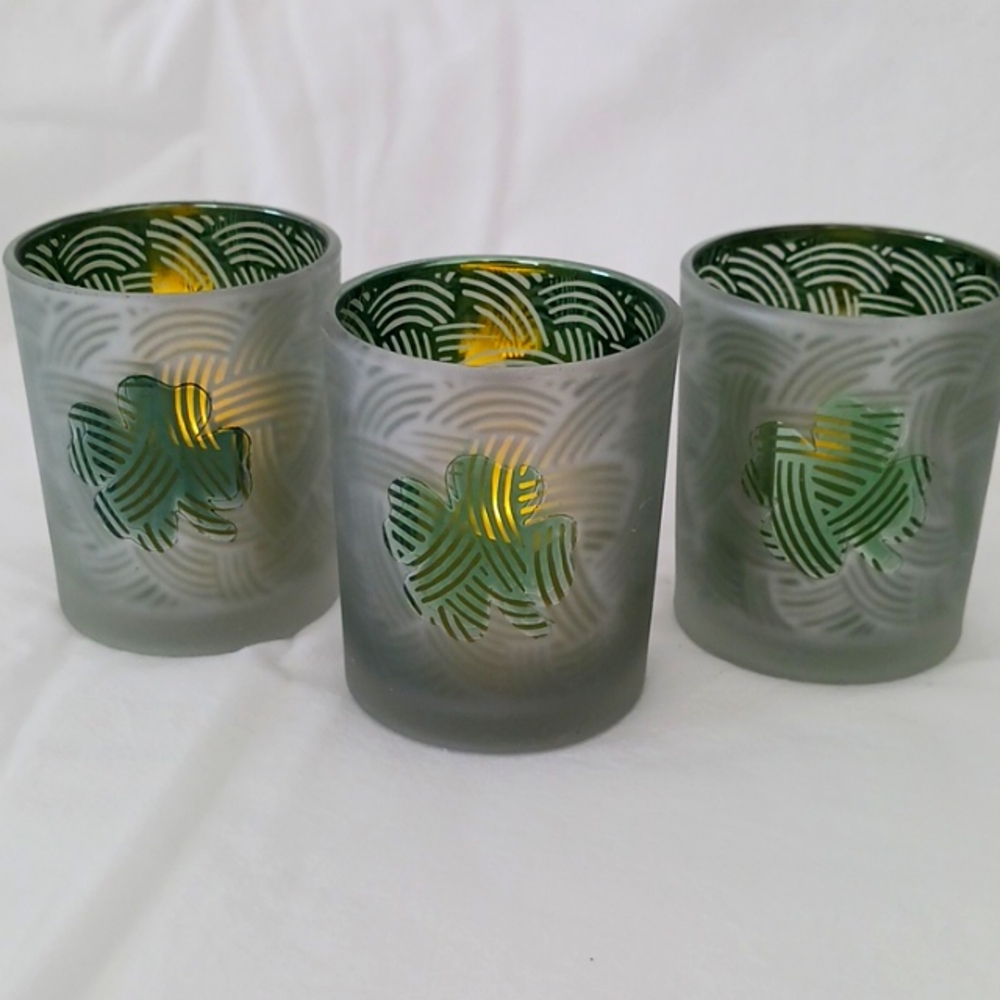 St Patrick's Day Tealight Candle Holders, Set of 3